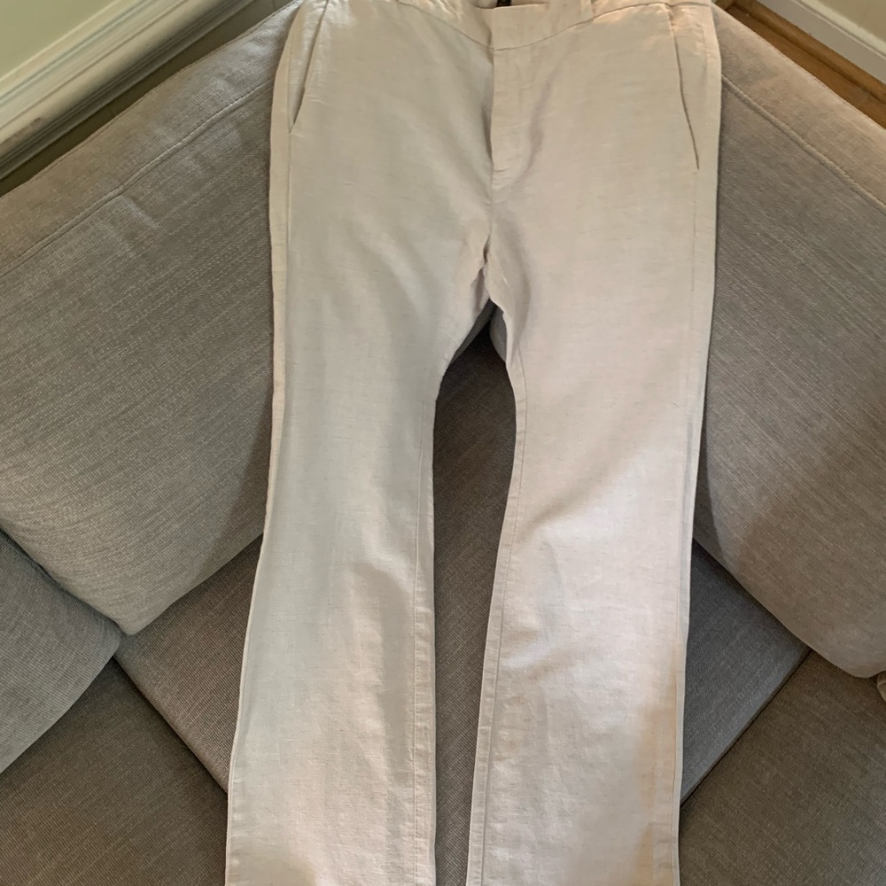 Banana Republic Cream Trousers Cotton-Like Flat Front
